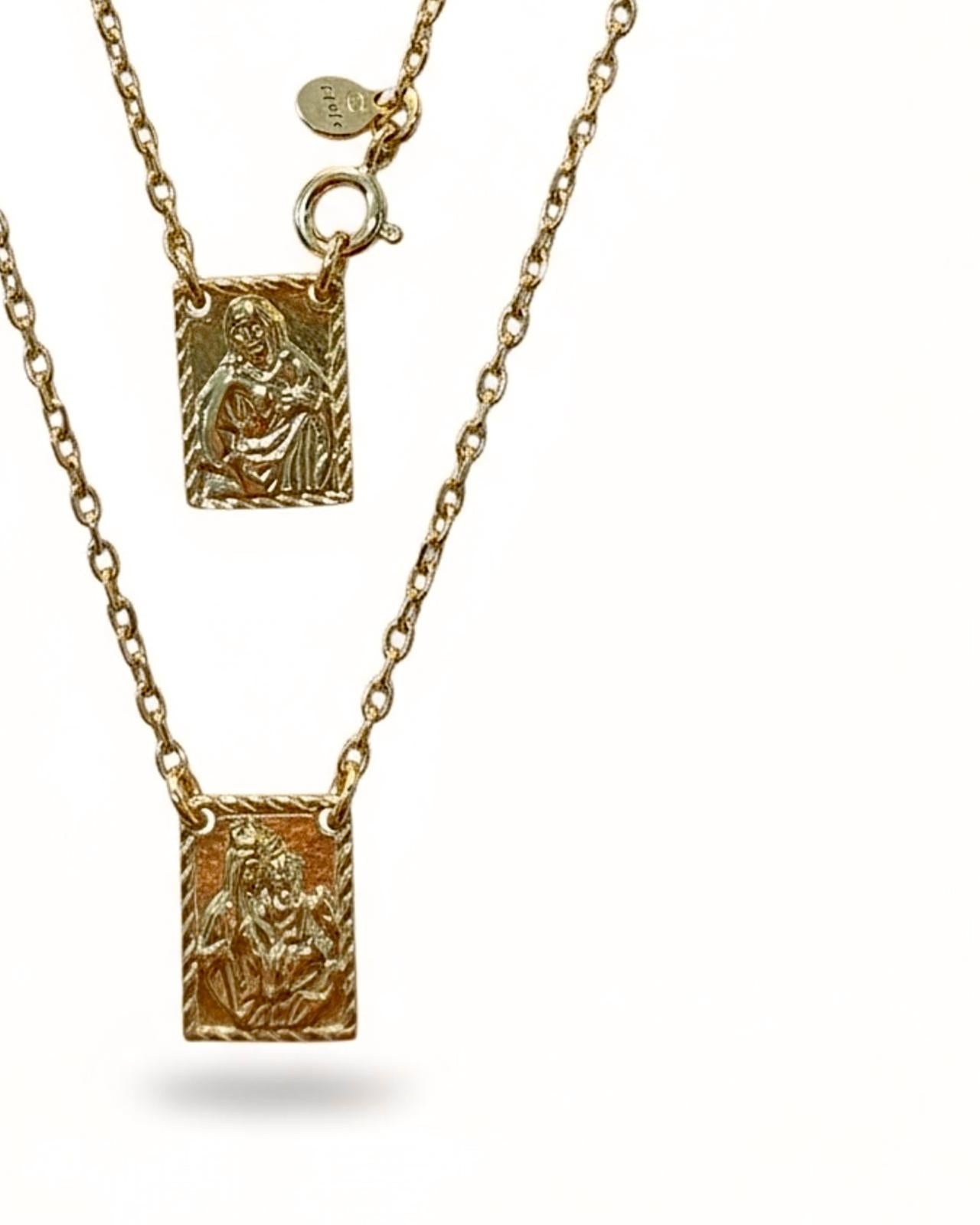 M- Escapulário Malha Tradicional em Prata Dourada