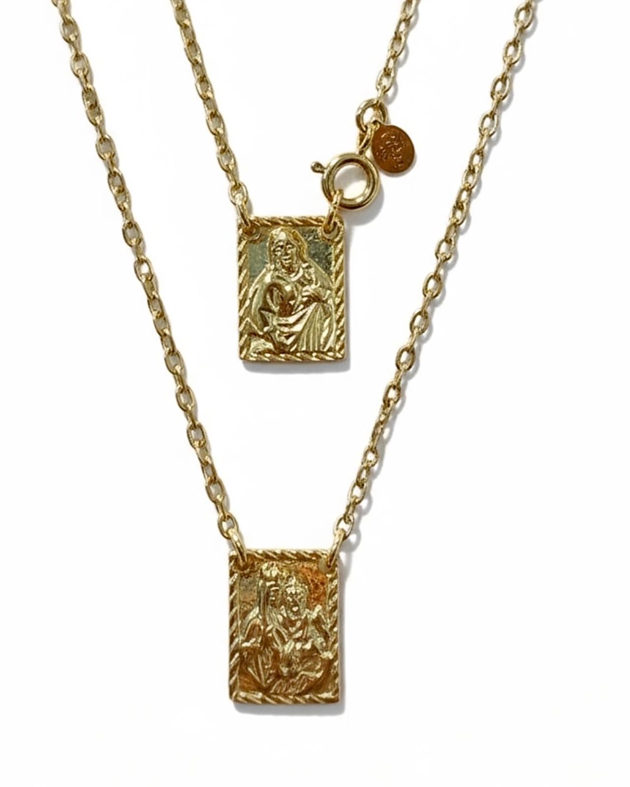 M- Escapulário Malha Tradicional em Prata Dourada