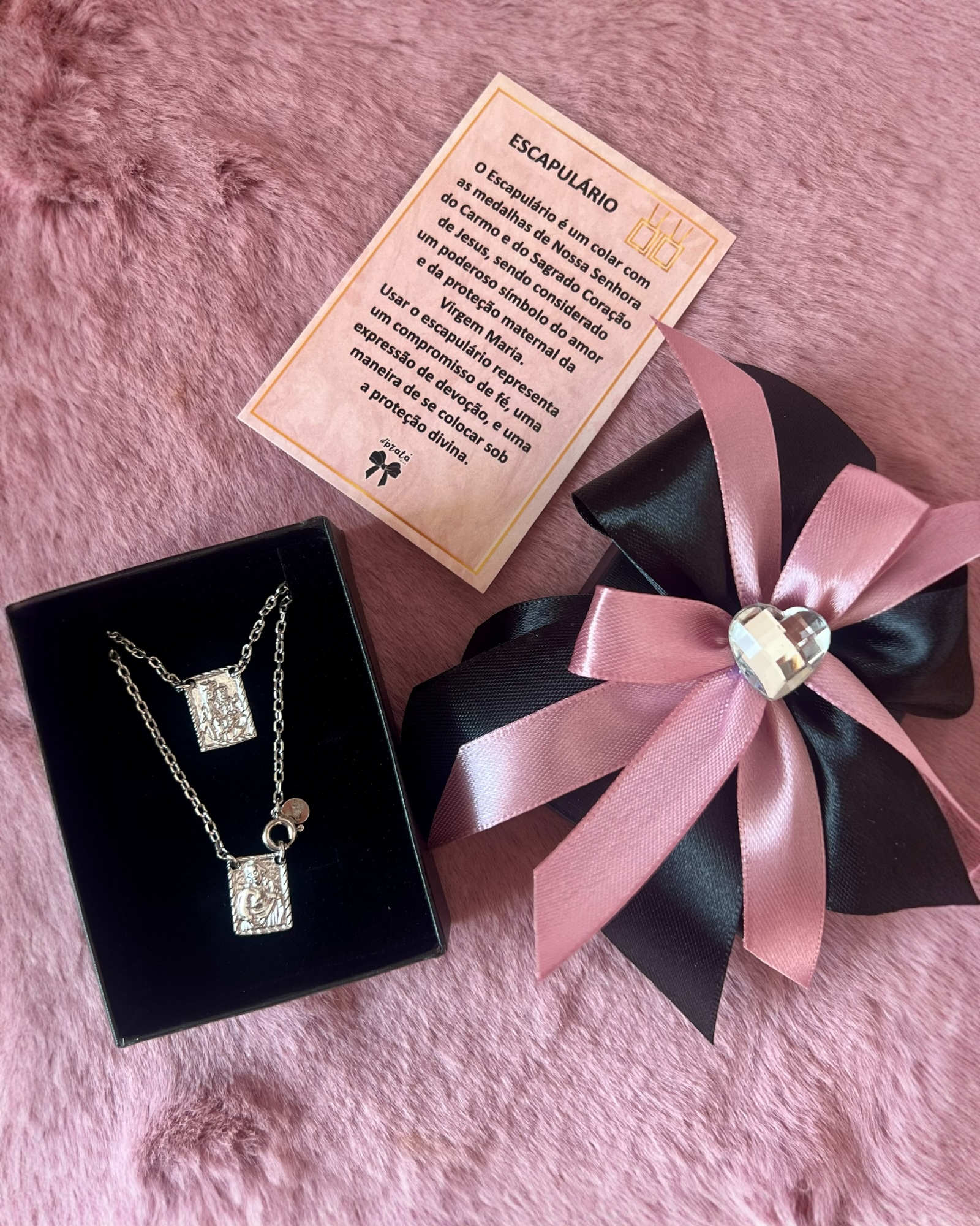 M - Escapulário Malha Tradicional em Prata Branca