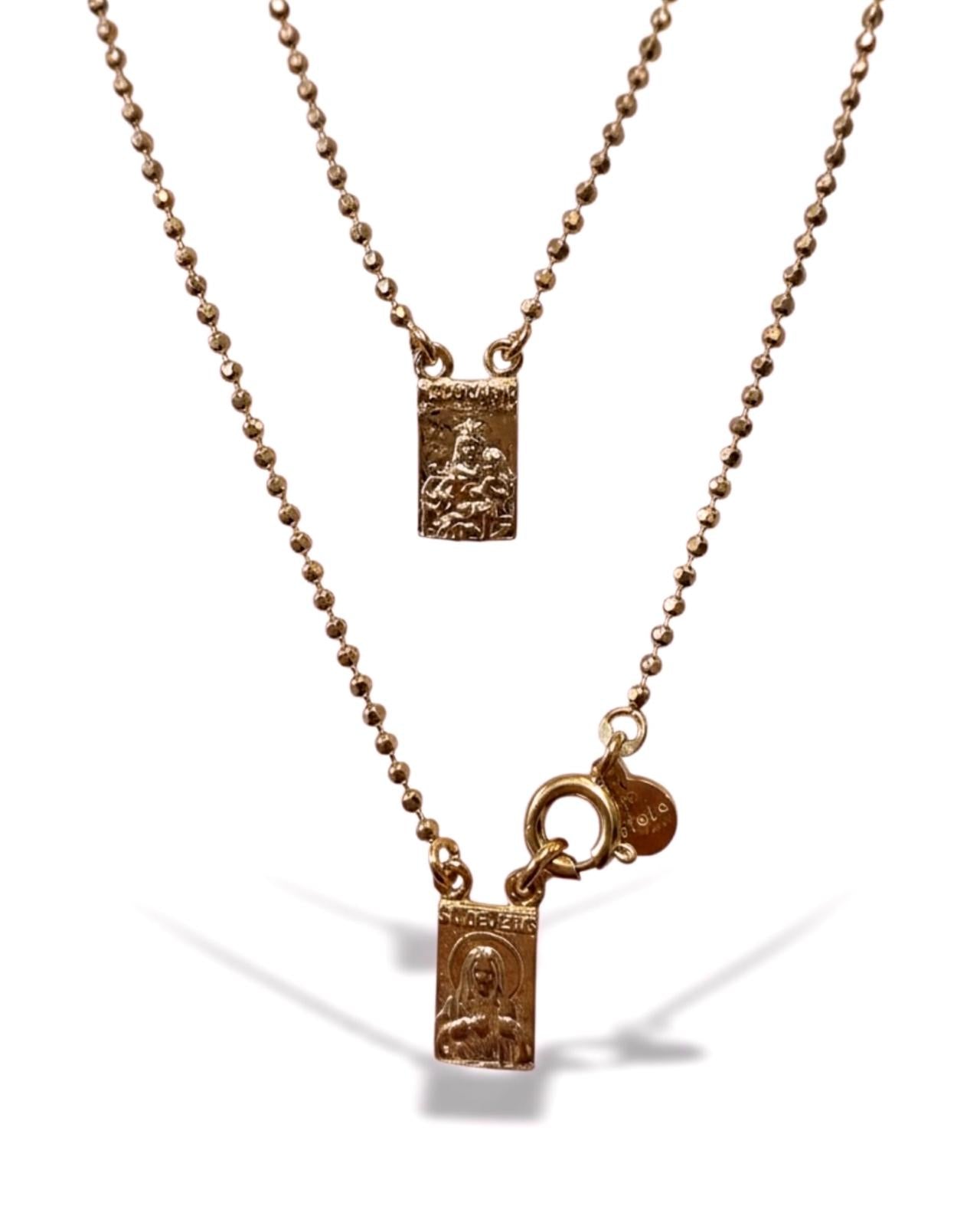 S - Escapulário de Malha Esfera em Prata Rosa