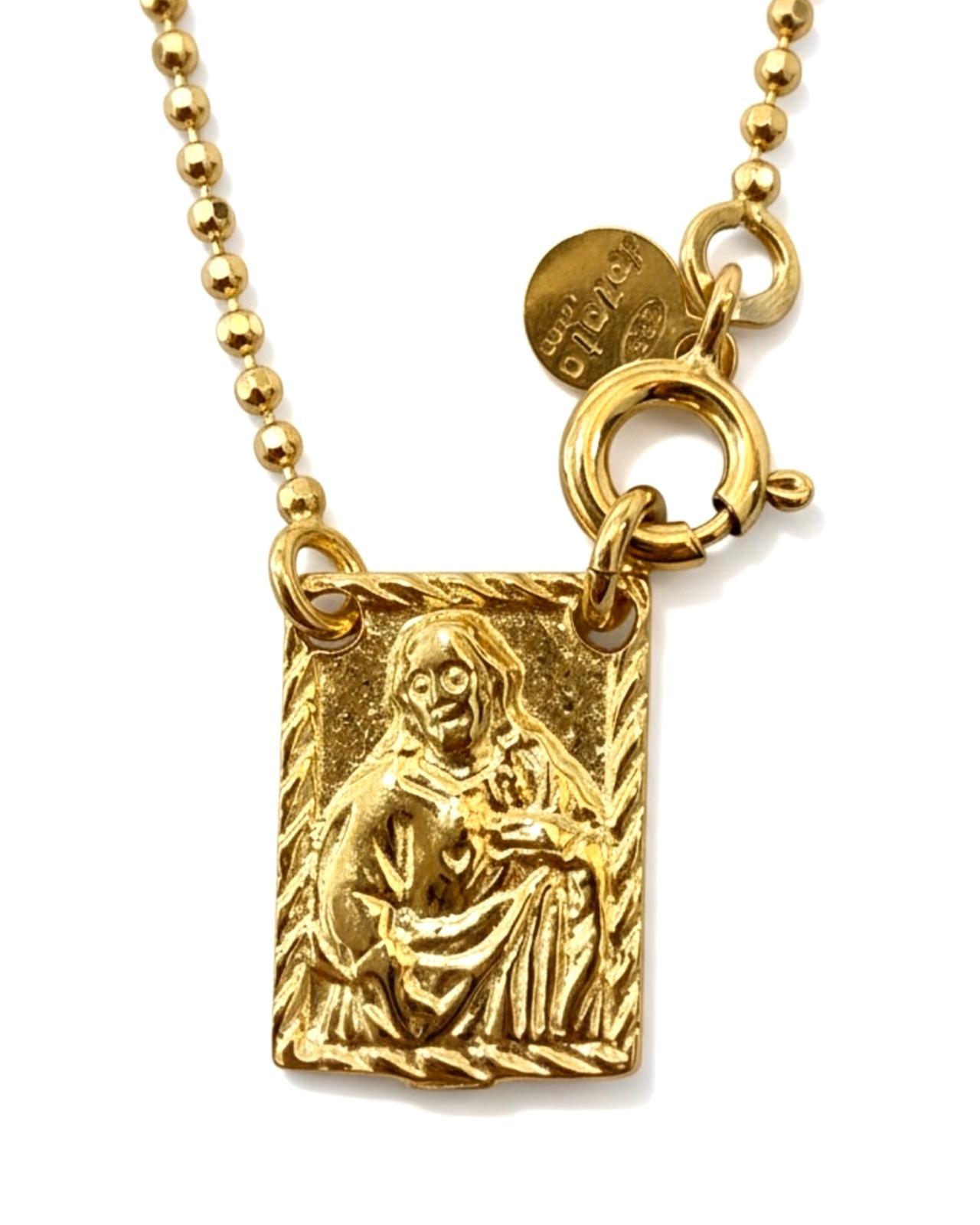 M - Escapulário Malha Esfera em Prata Dourada