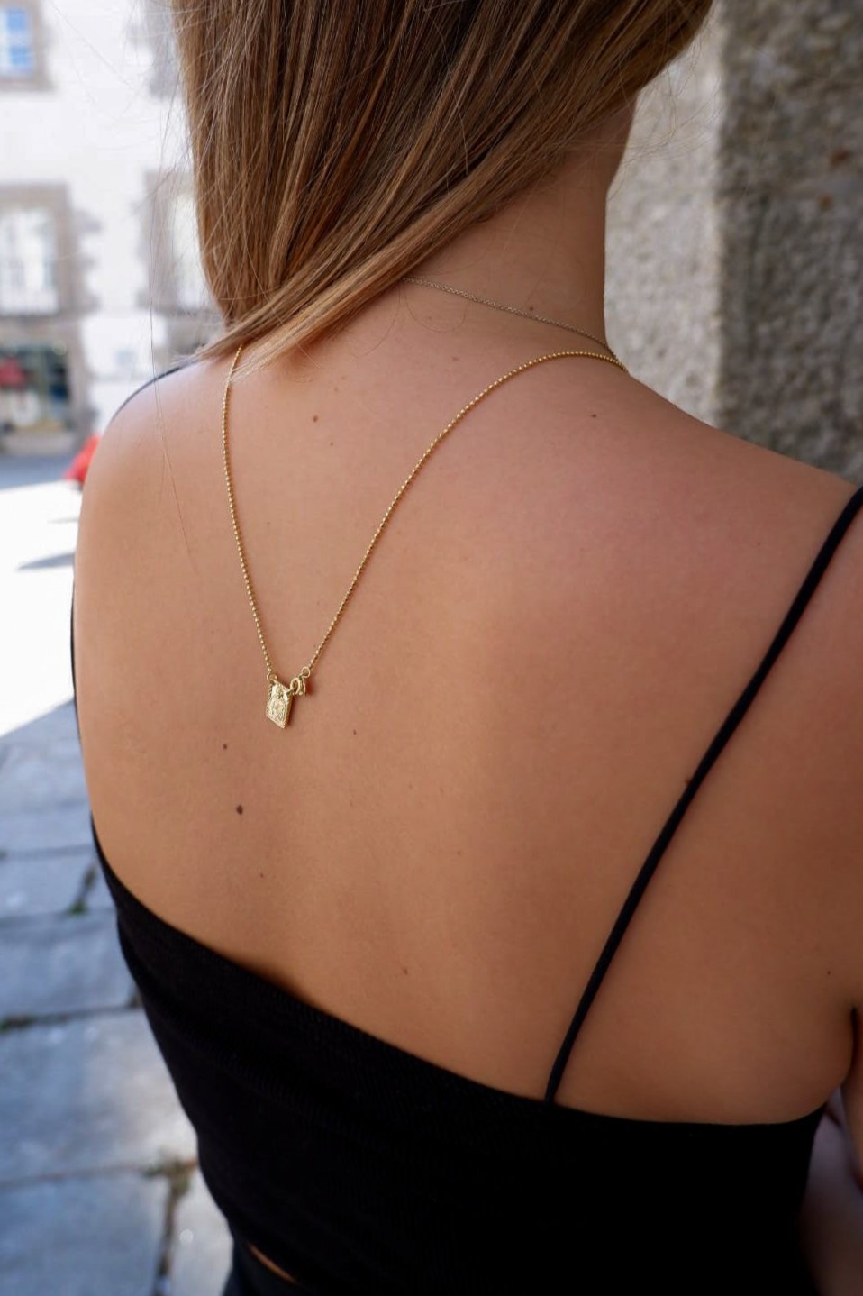 Women's Scapular in Gold Silver Sphere Mesh