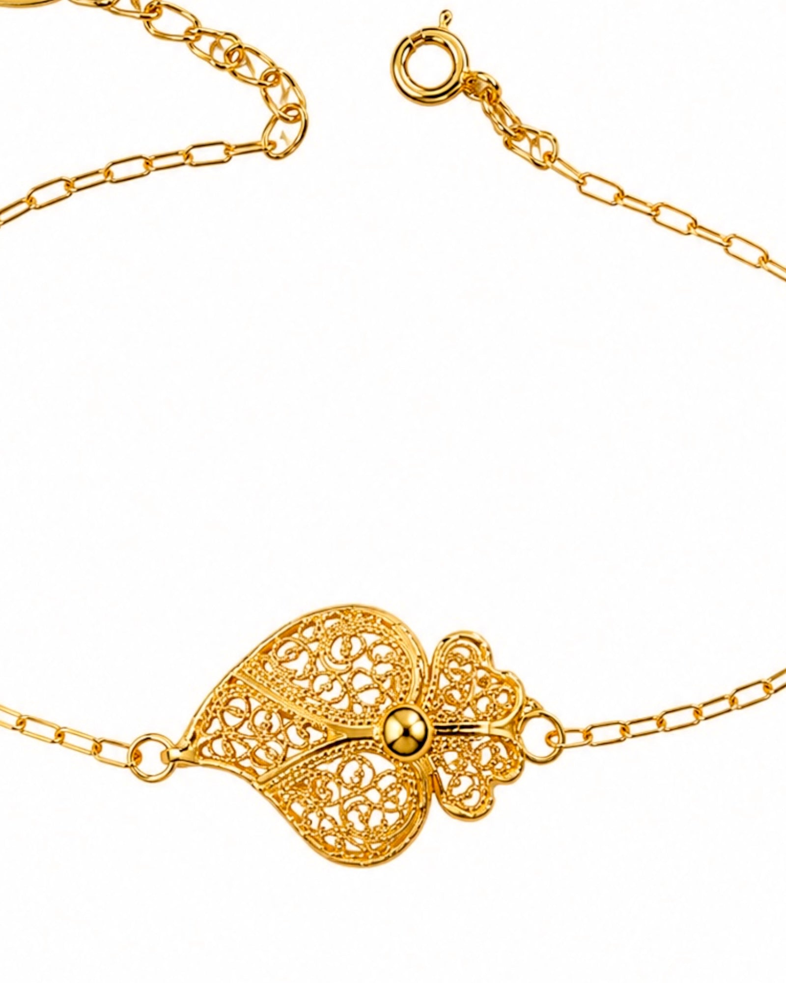 Pulseira Coração de Viana em Prata Dourada