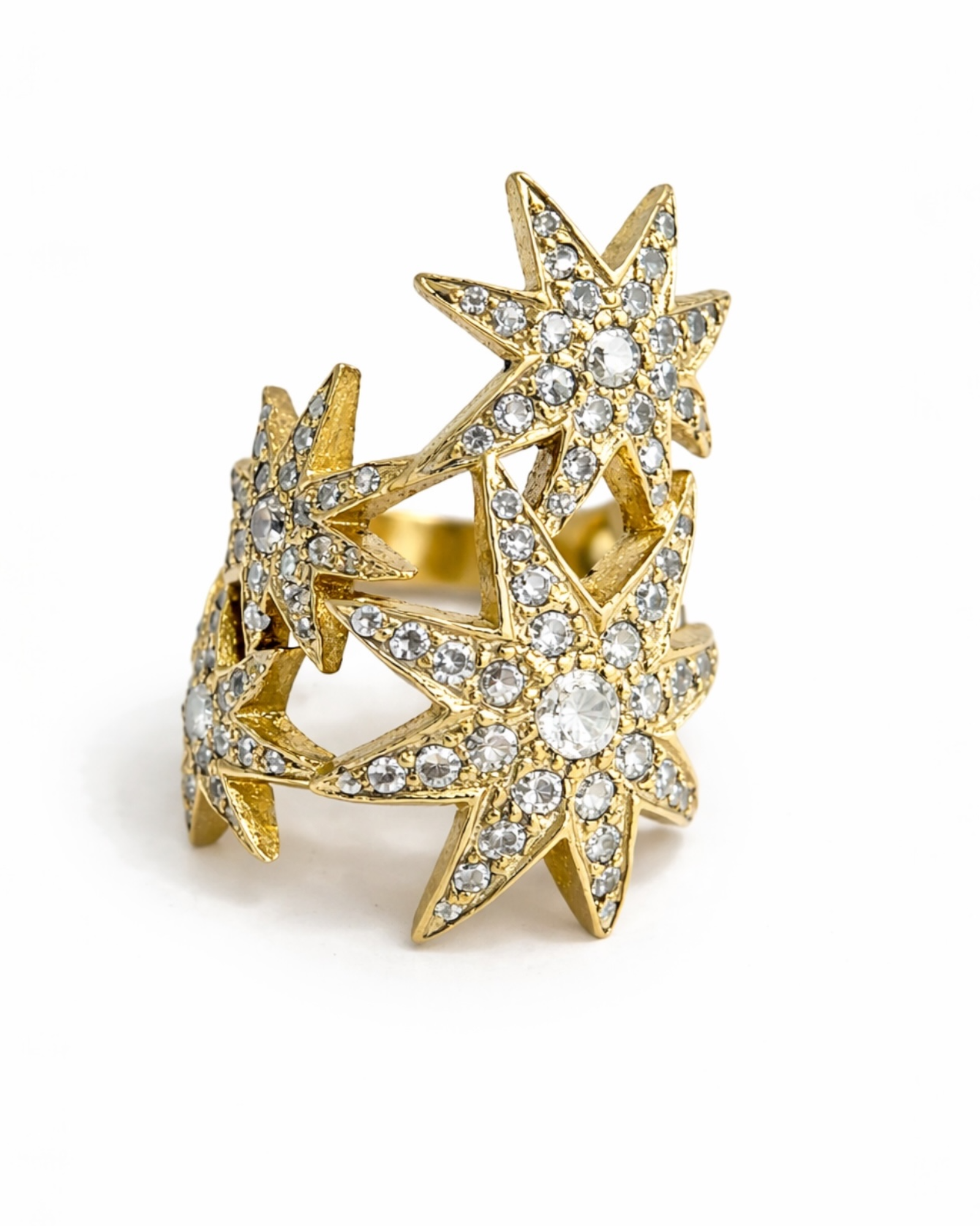 Gold-plated silver ring with stars.