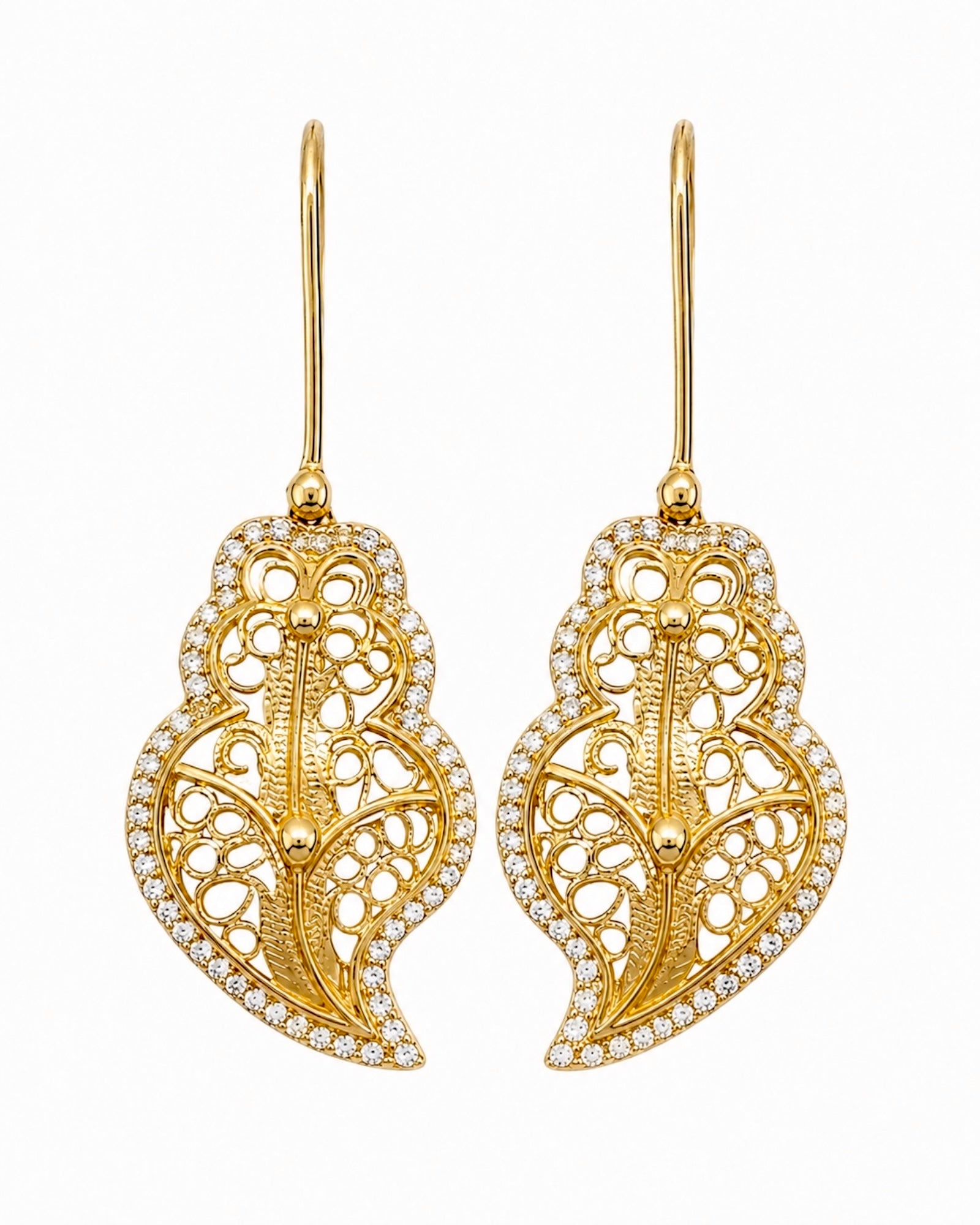 Mini Viana Heart Filigree Earrings in Gold-Plated Silver