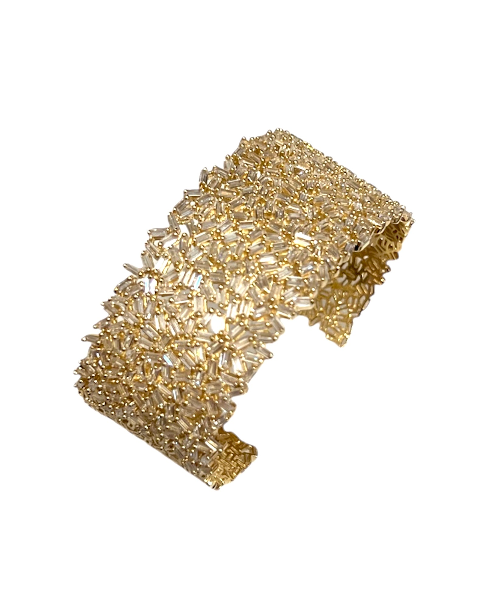 Bracelet / Slave Clasp with Baguette Beads in Gold-Plated Silver