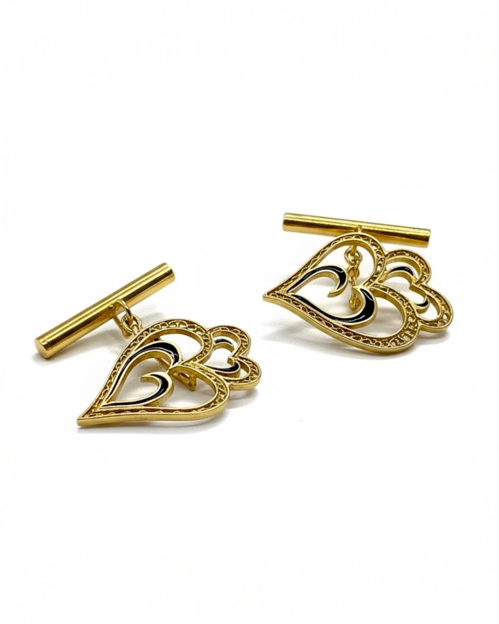 Viana Heart Cufflinks in Gold Plated Silver