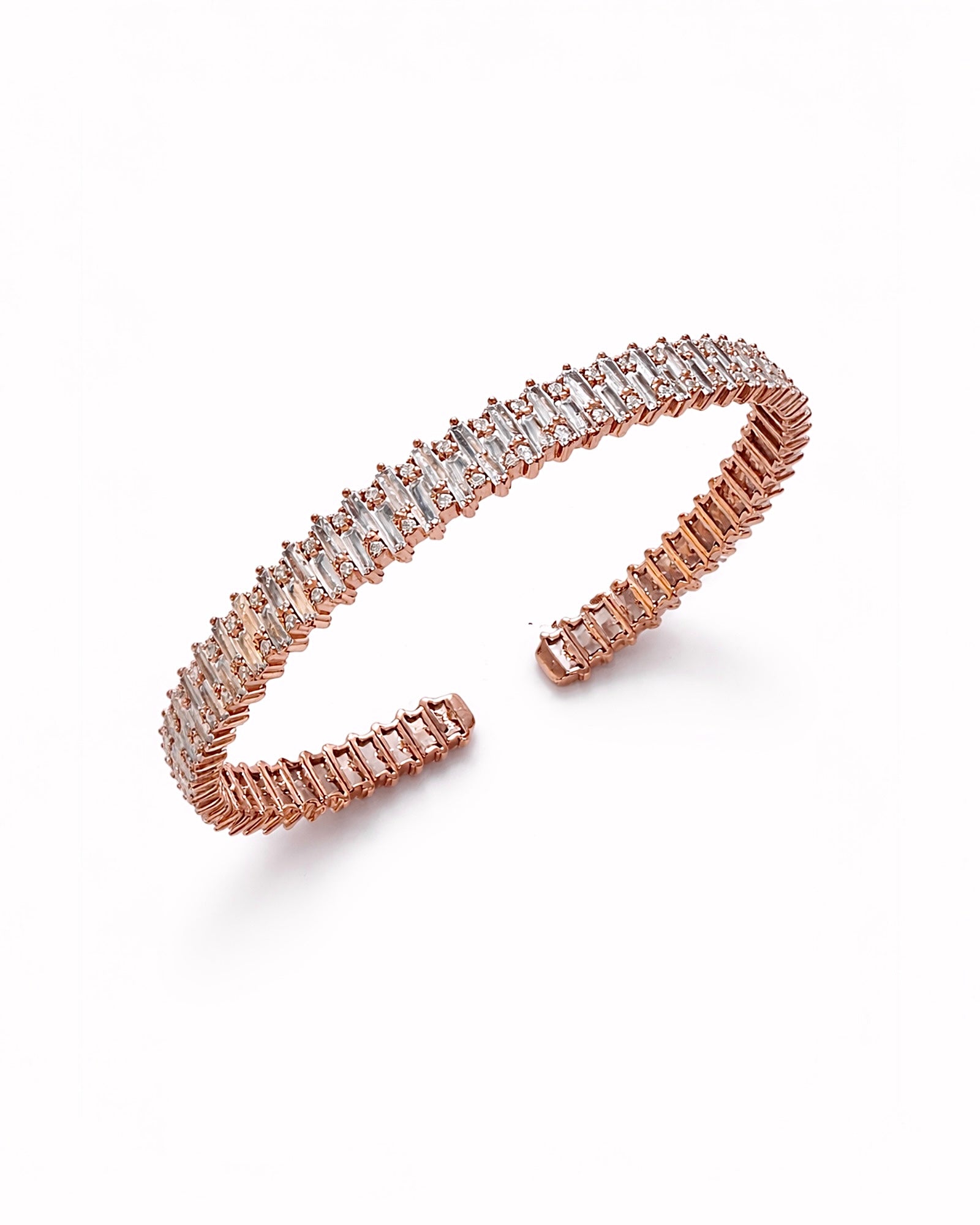 Pulseira / Escrava Baguetes em Prata Rosa