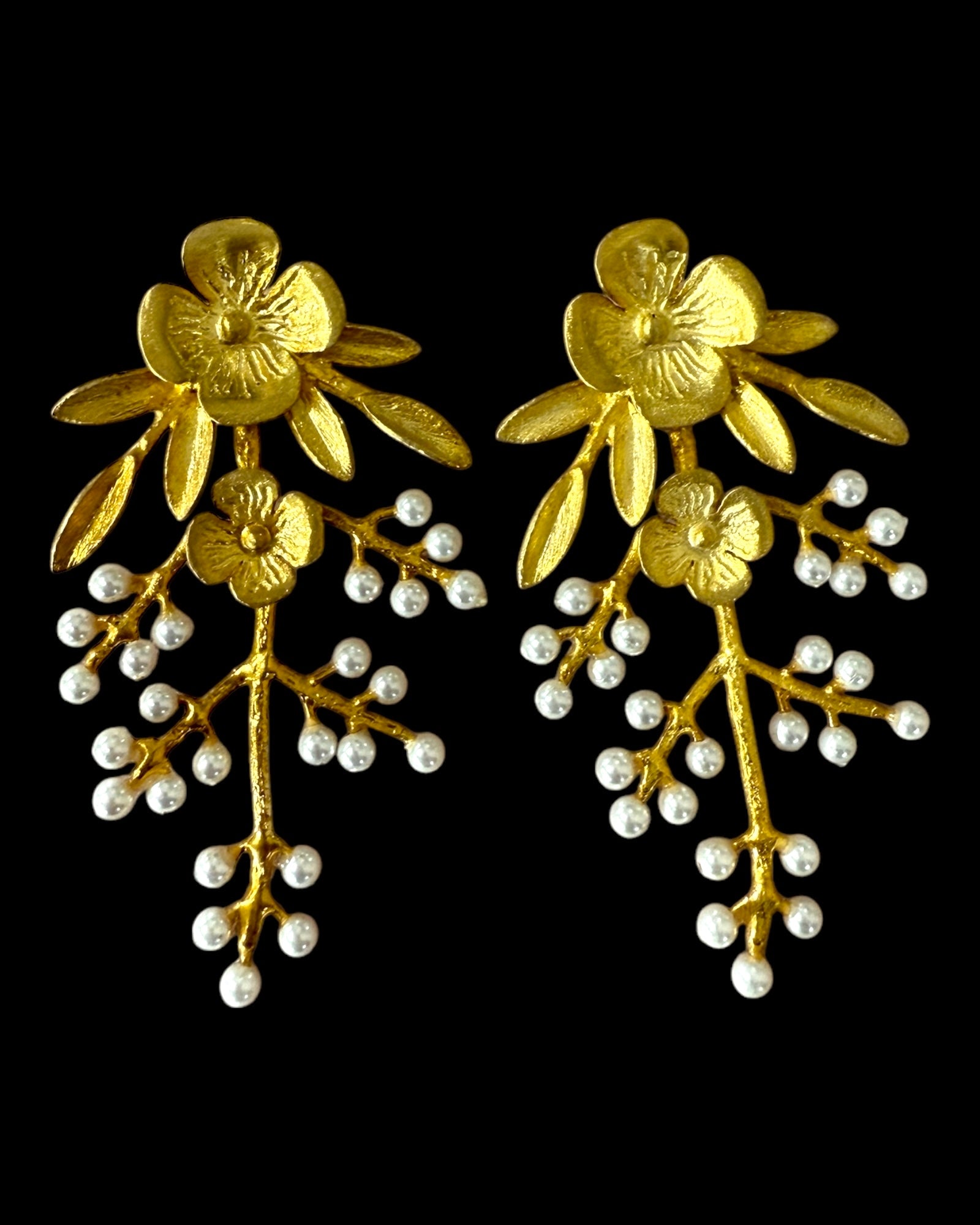 Gold Plated Silver Flower Earrings