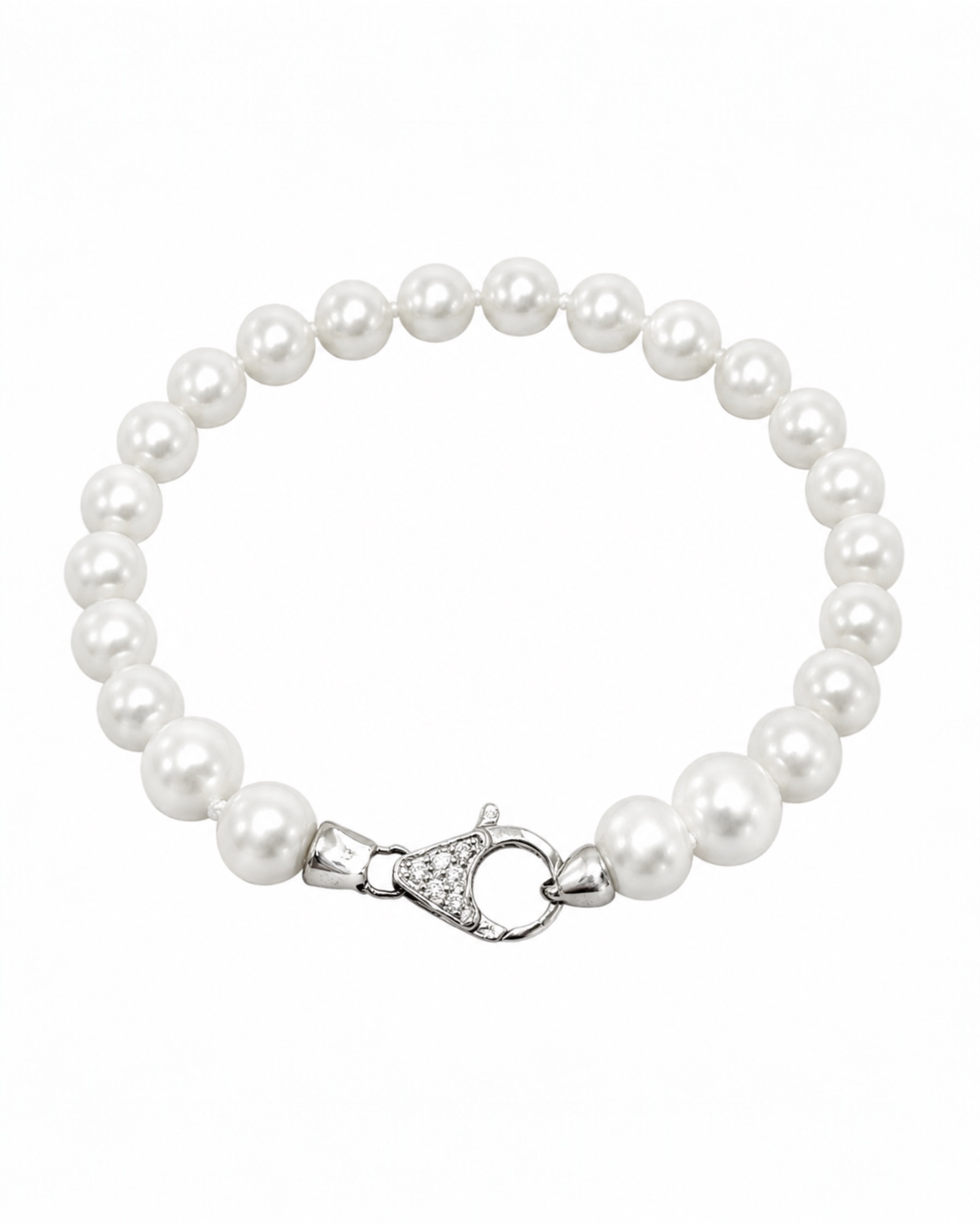 Pulseira com Pérolas em Prata Branca