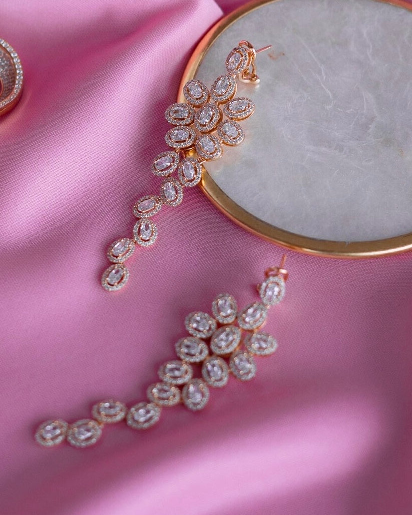 Pink Silver Party Earrings