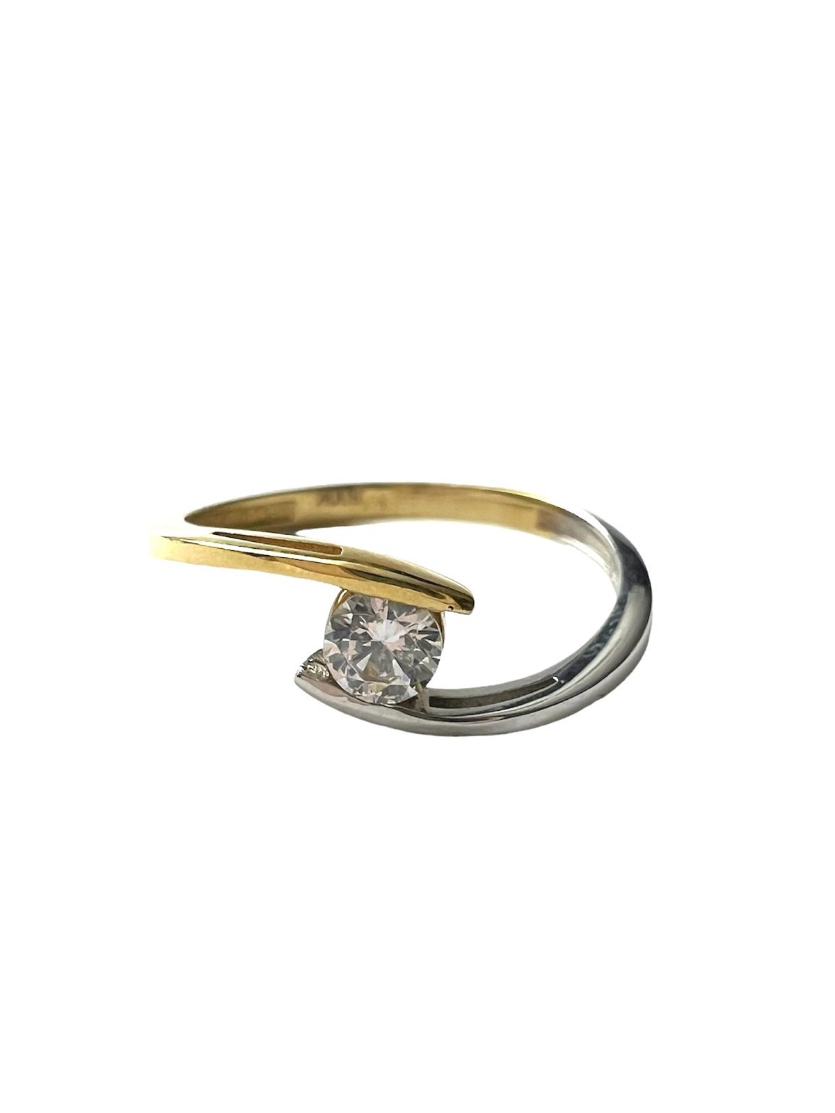 Solitaire Engagement Ring in White and Yellow Gold