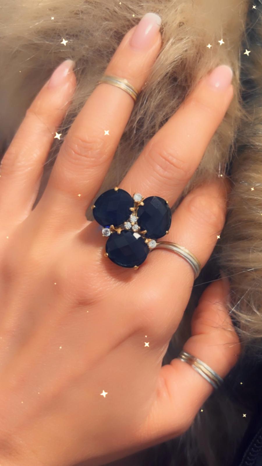 Blue Stones Ring in Gold Plated Silver