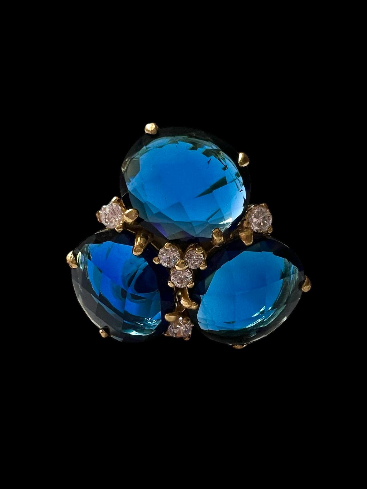 Blue Stones Ring in Gold Plated Silver