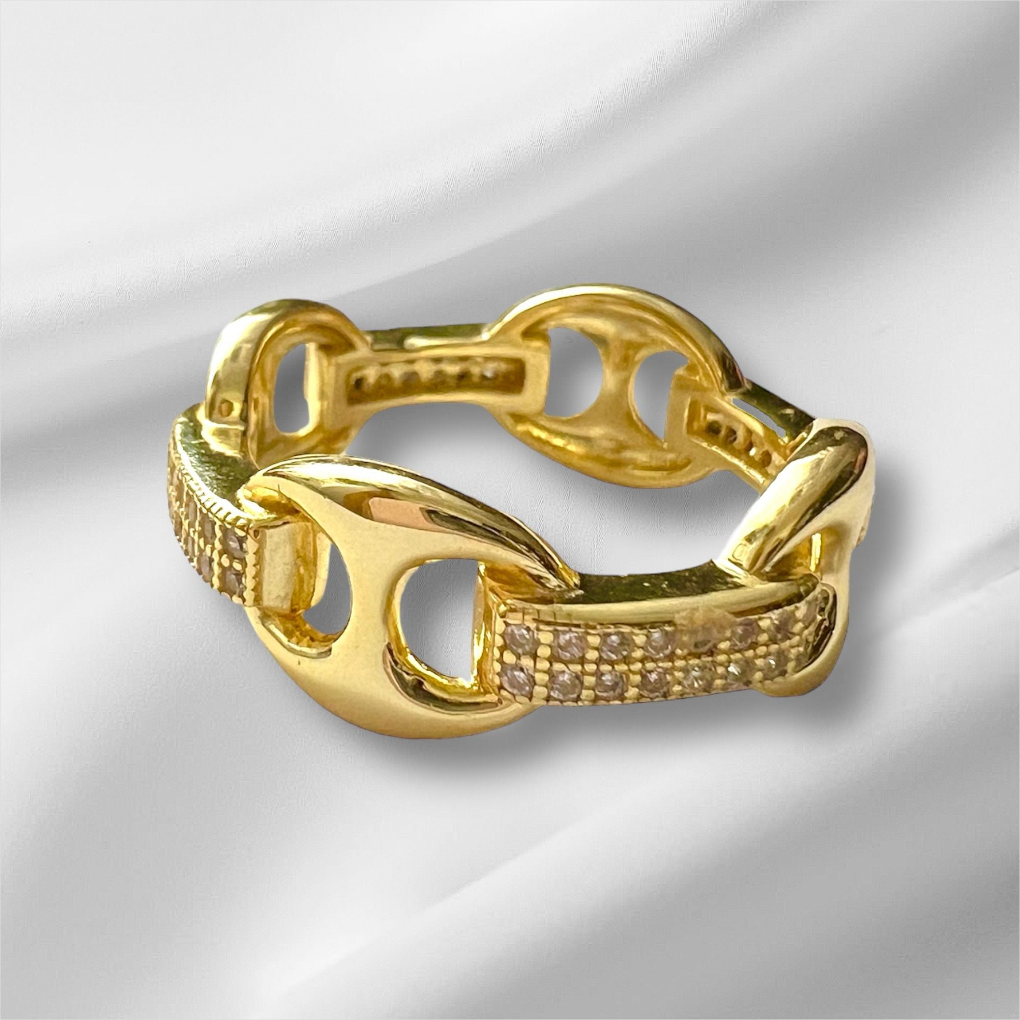 Gold Plated Silver Chain Ring