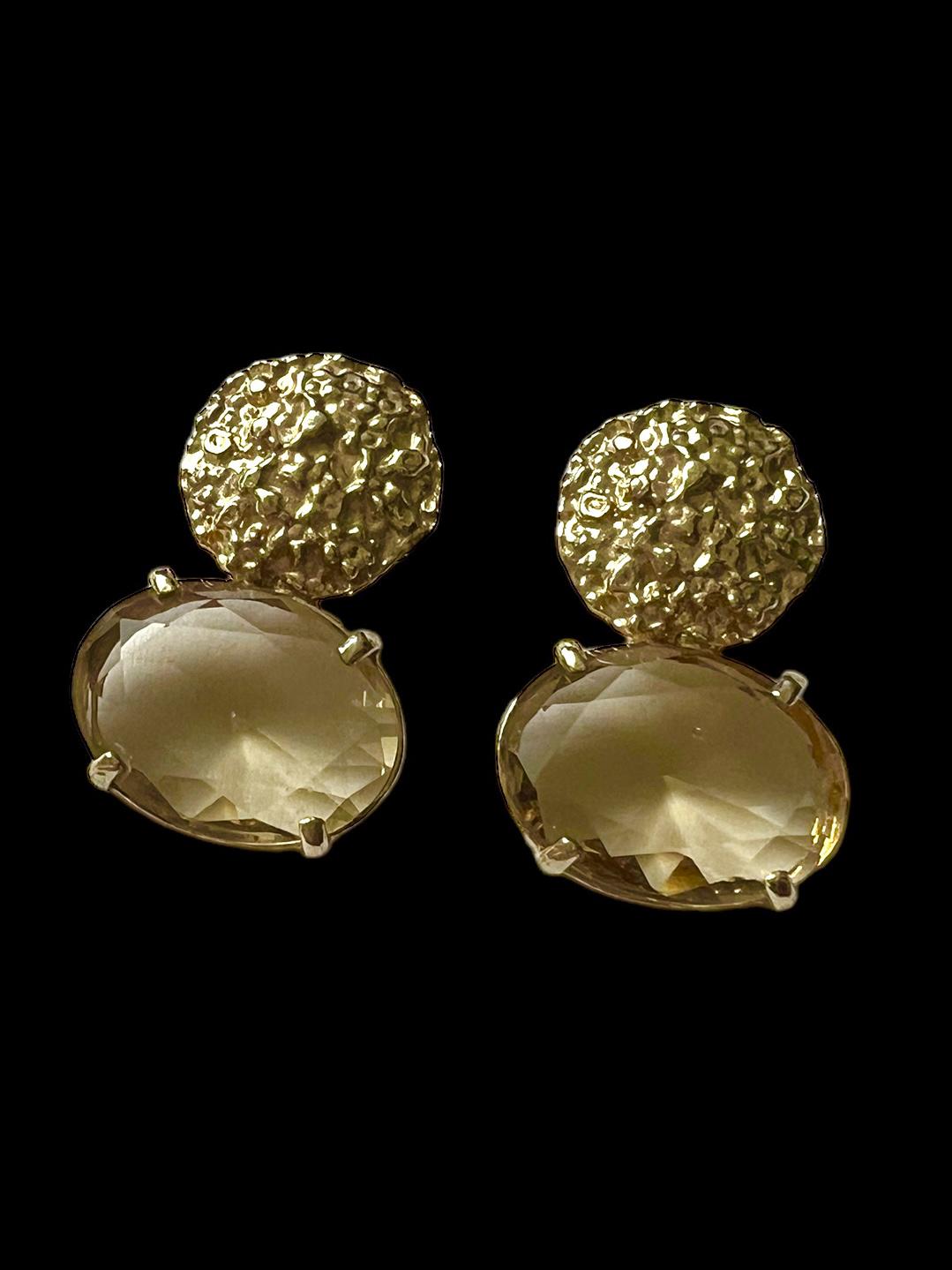 Hammered Earrings in Gold Plated Silver