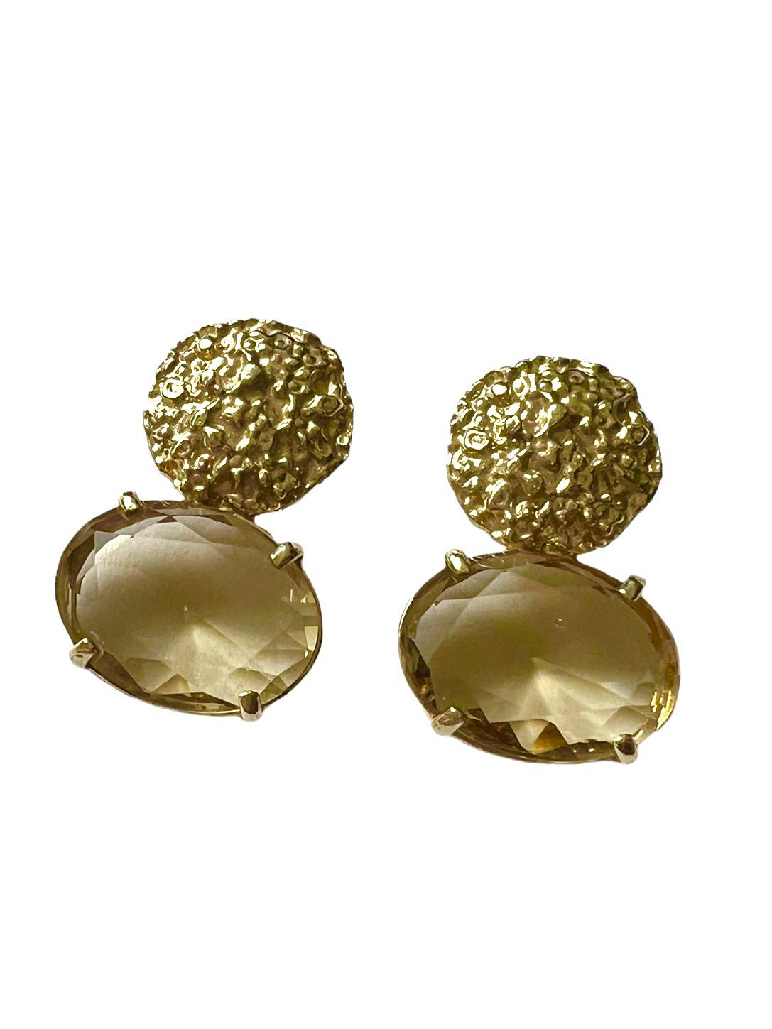 Hammered Earrings in Gold Plated Silver