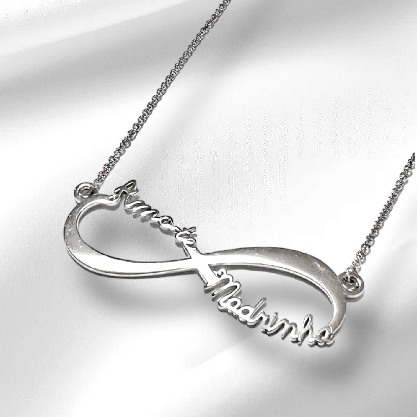 Colar Infinito "Amo-te Madrinha" em Prata