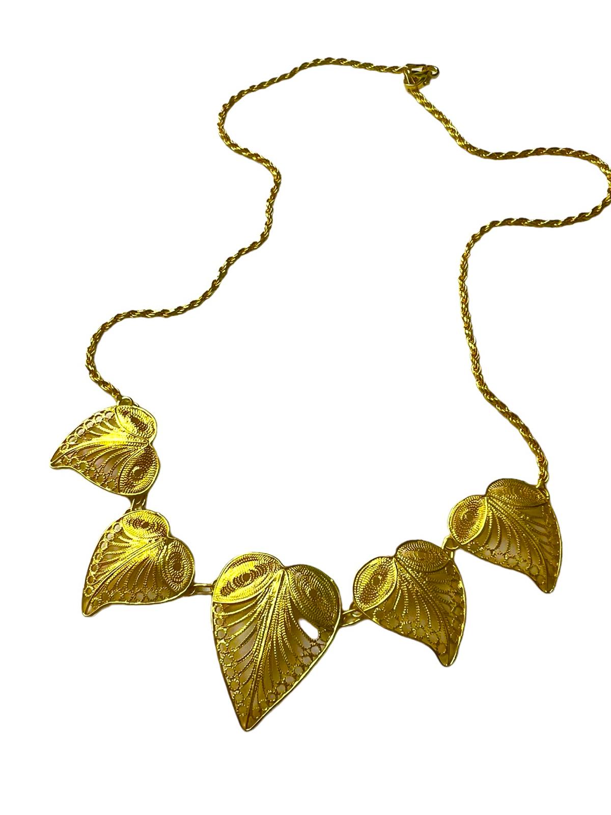 Filigree Necklace in Gold Plated Silver