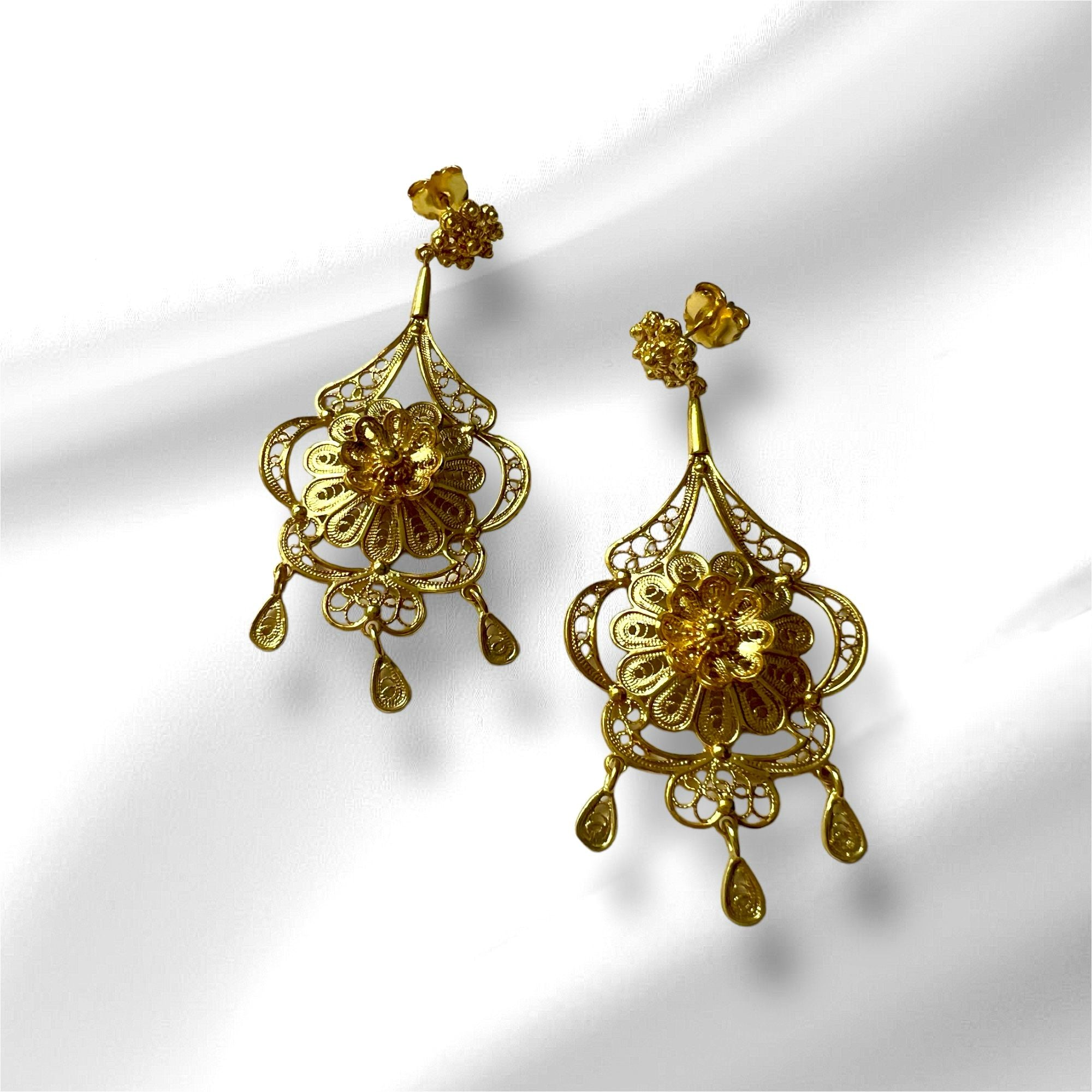Filigree Earrings in Gold Plated Silver