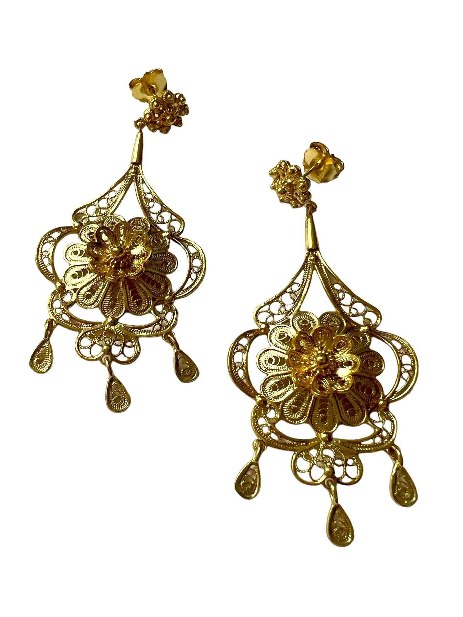 Filigree Earrings in Gold Plated Silver