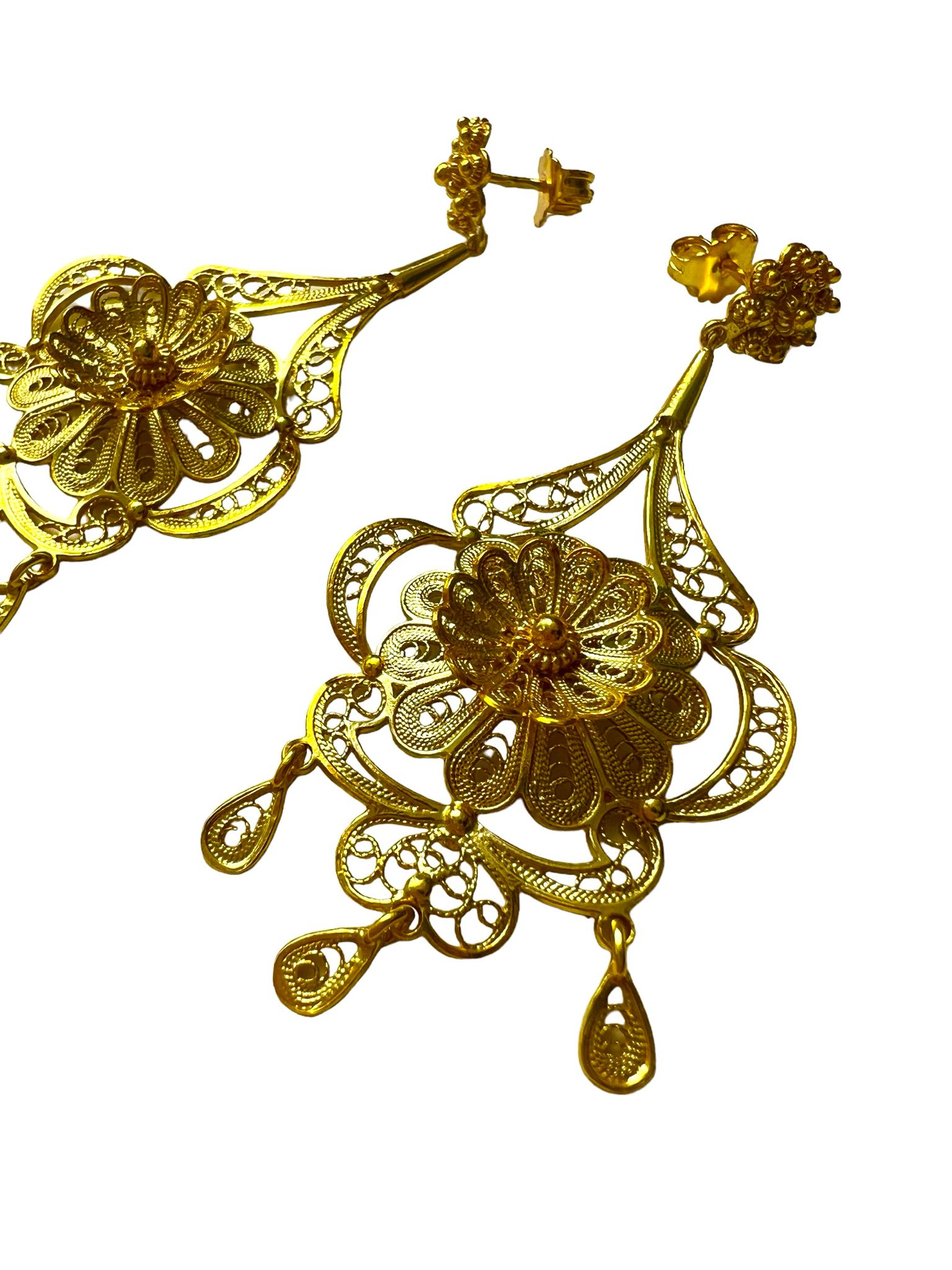 Filigree Earrings in Gold Plated Silver