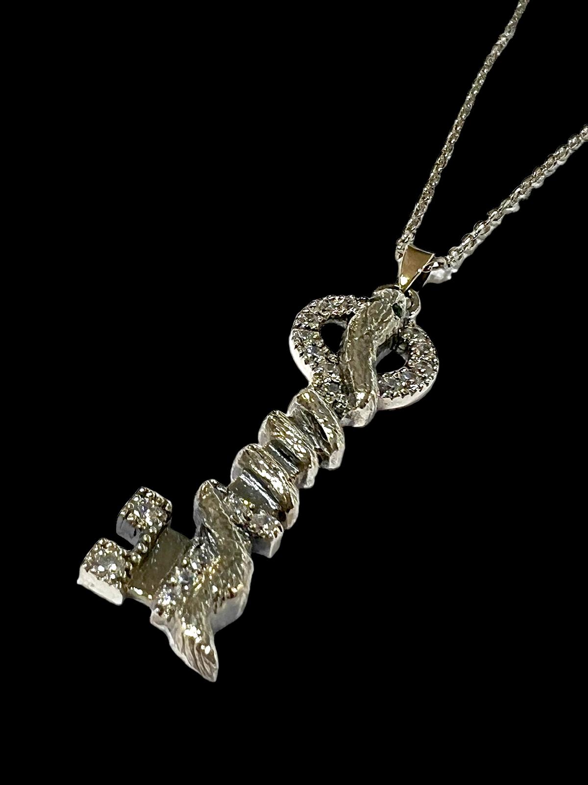 Colar Chave de Cobra em Prata e Ouro