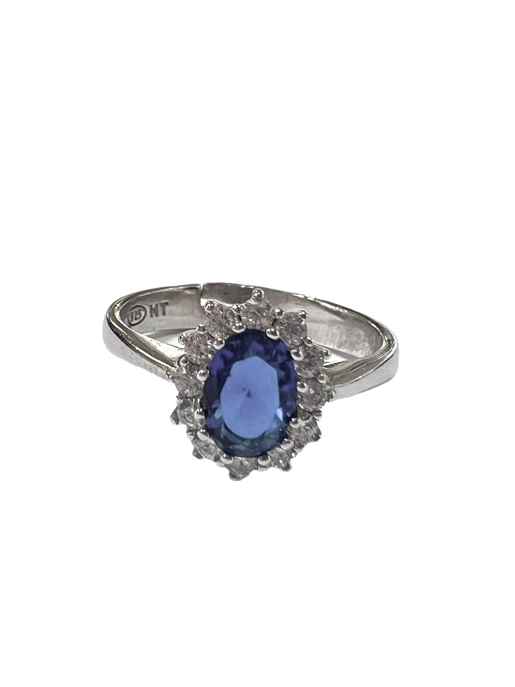 Lady Di Blue Ring in Silver