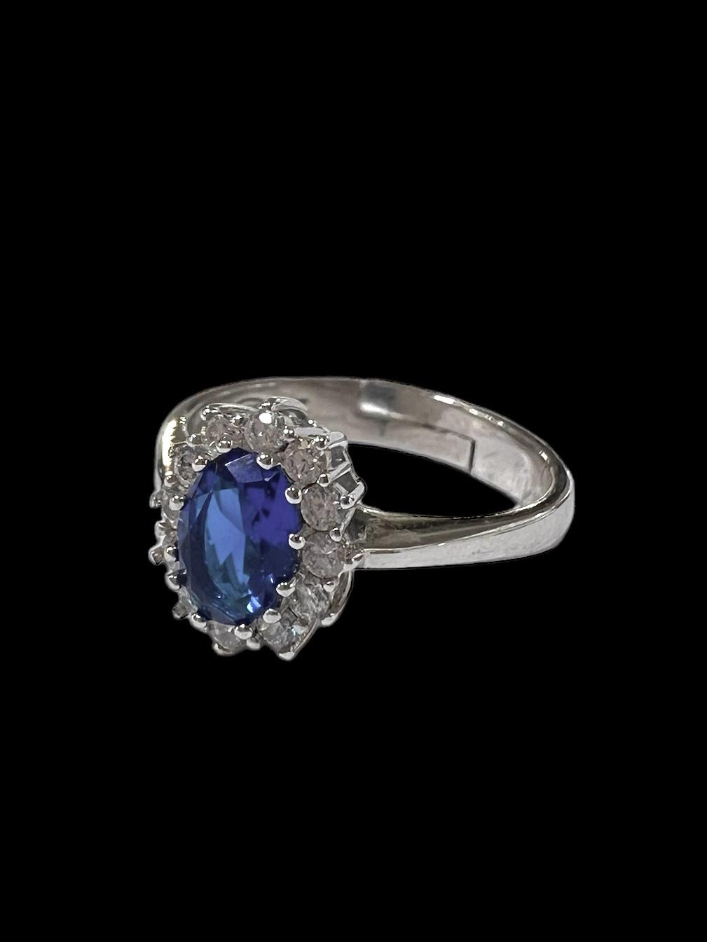 Lady Di Blue Ring in Silver