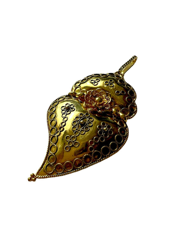Medalha Coração de Viana Barroca em Prata Dourada
