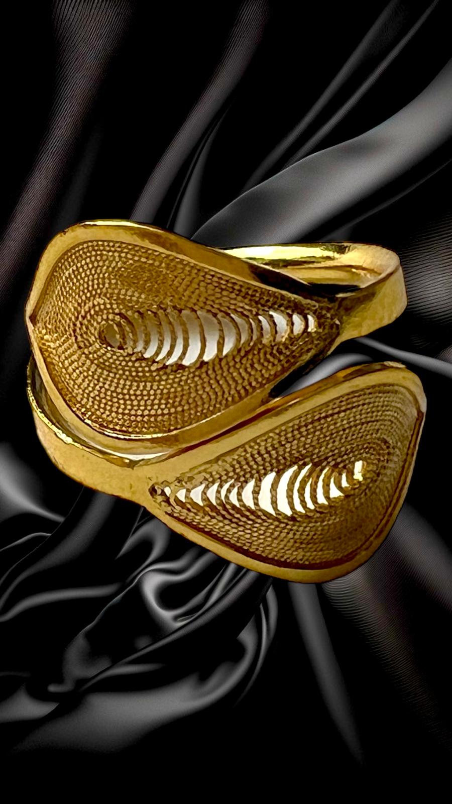 Filigree Leaves Ring in Gold Plated Silver