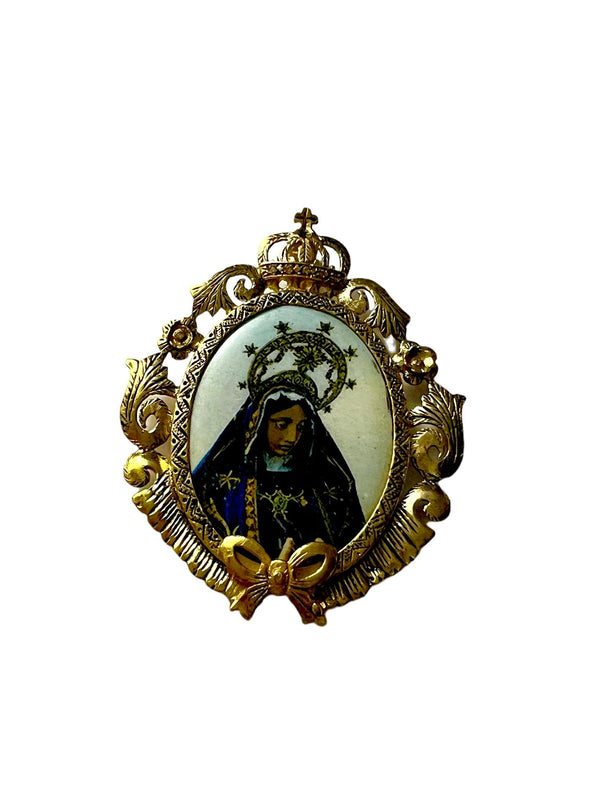 Medalha Nossa Senhora da Agonia em Prata Dourada