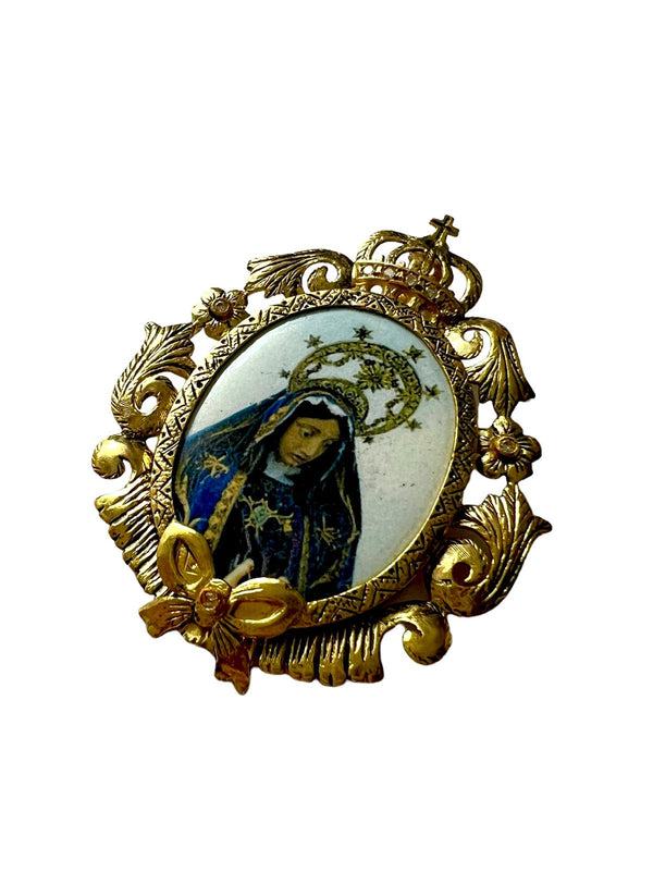 Medalha Nossa Senhora da Agonia em Prata Dourada