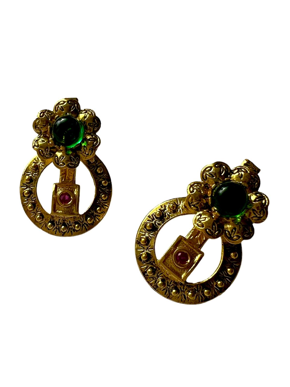 Baroque Filigree Earrings in Gold Plated Silver