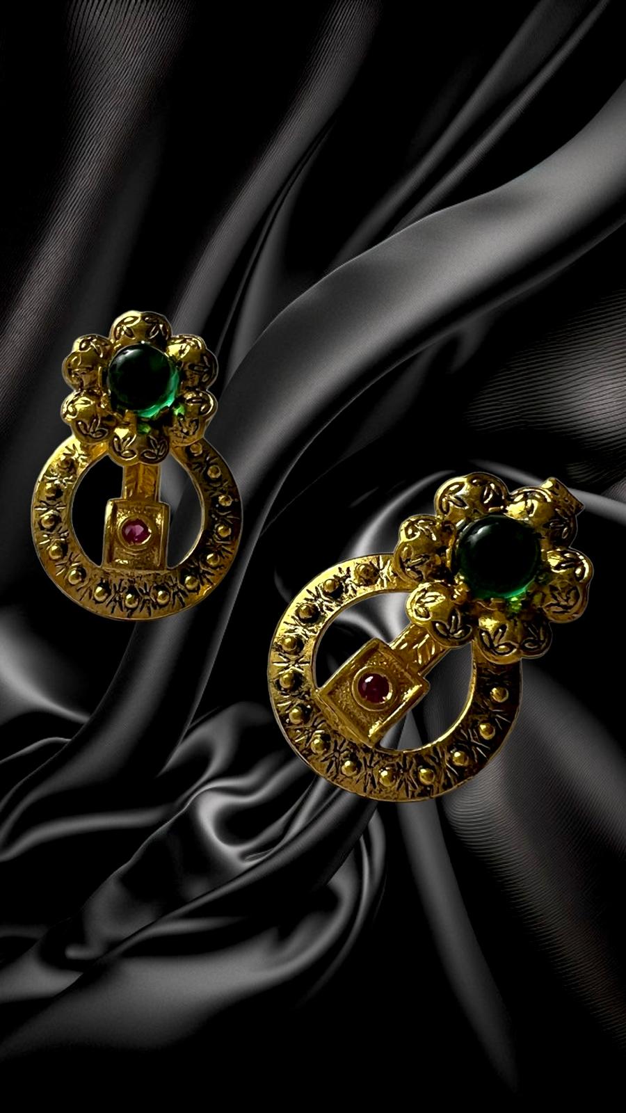 Baroque Filigree Earrings in Gold Plated Silver