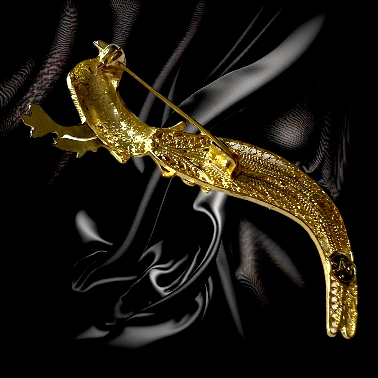 Filigree Bird Pin in Gold Plated Silver