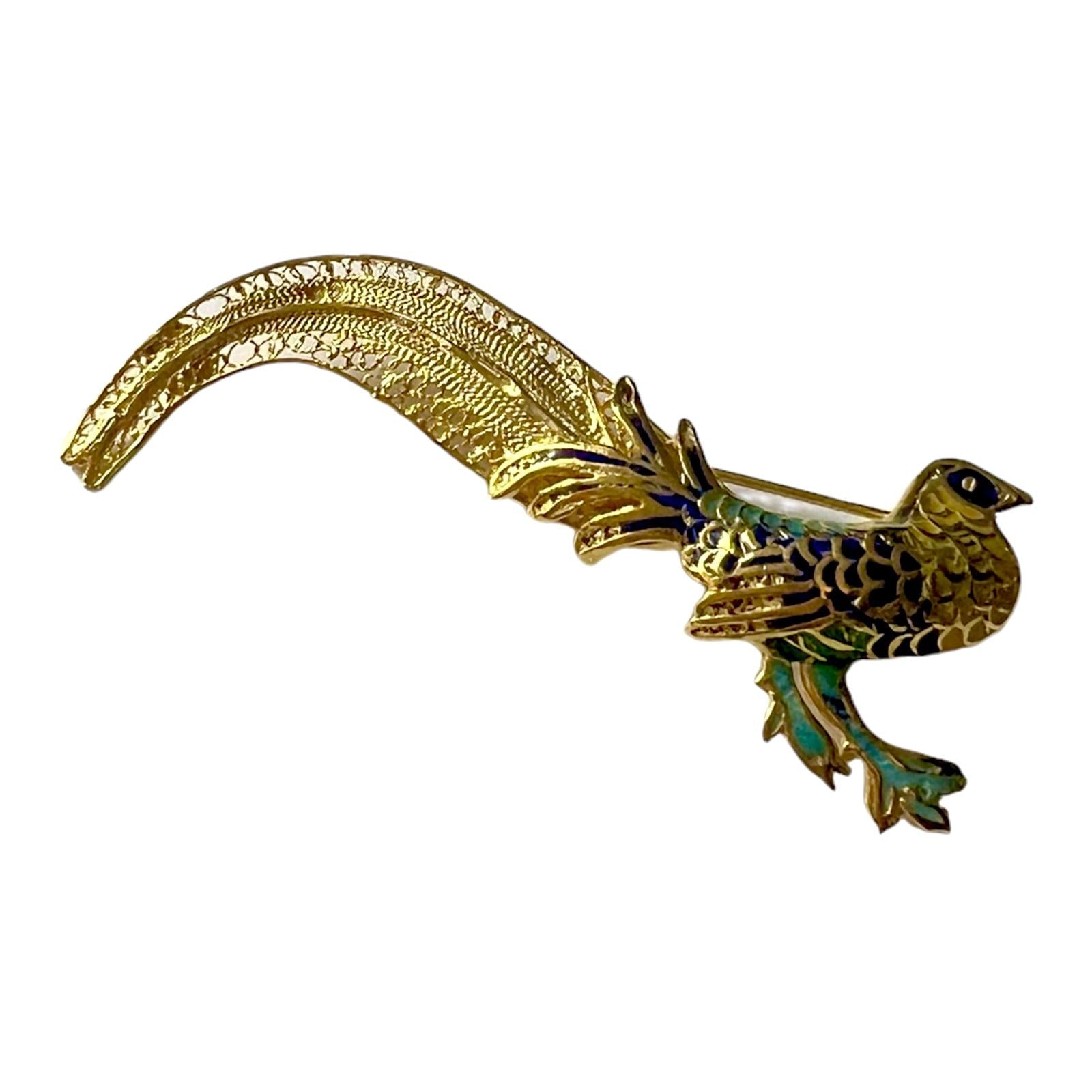Filigree Bird Pin in Gold Plated Silver