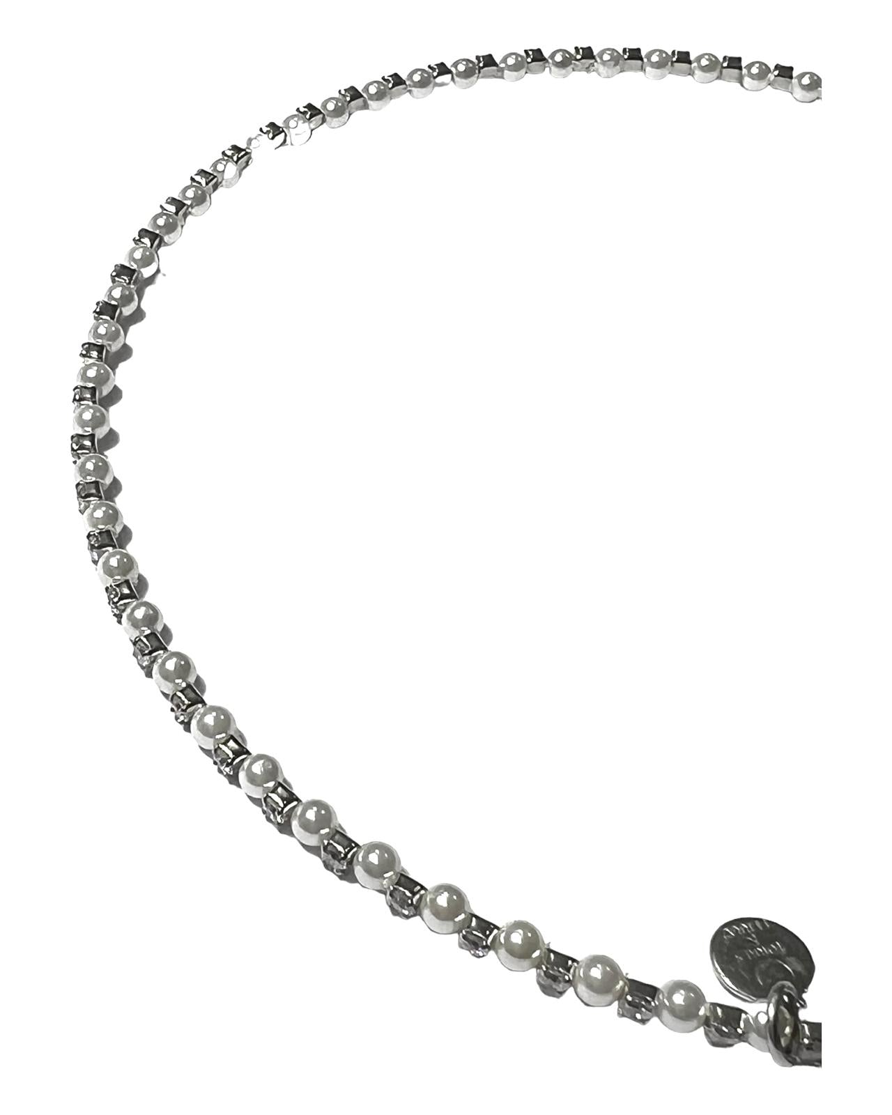 Pearl and Sparkle Necklace in Silver