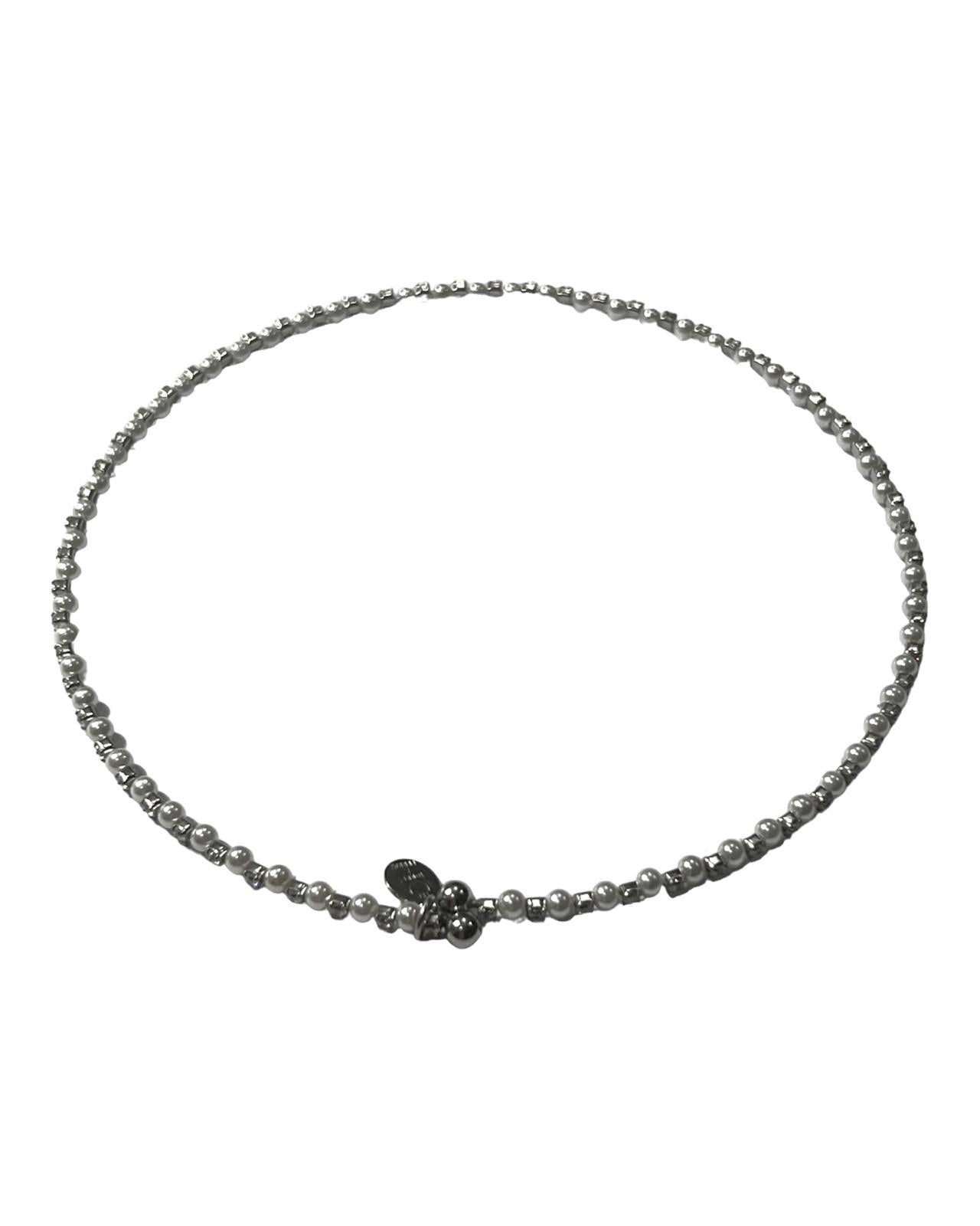 Pearl and Sparkle Necklace in Silver