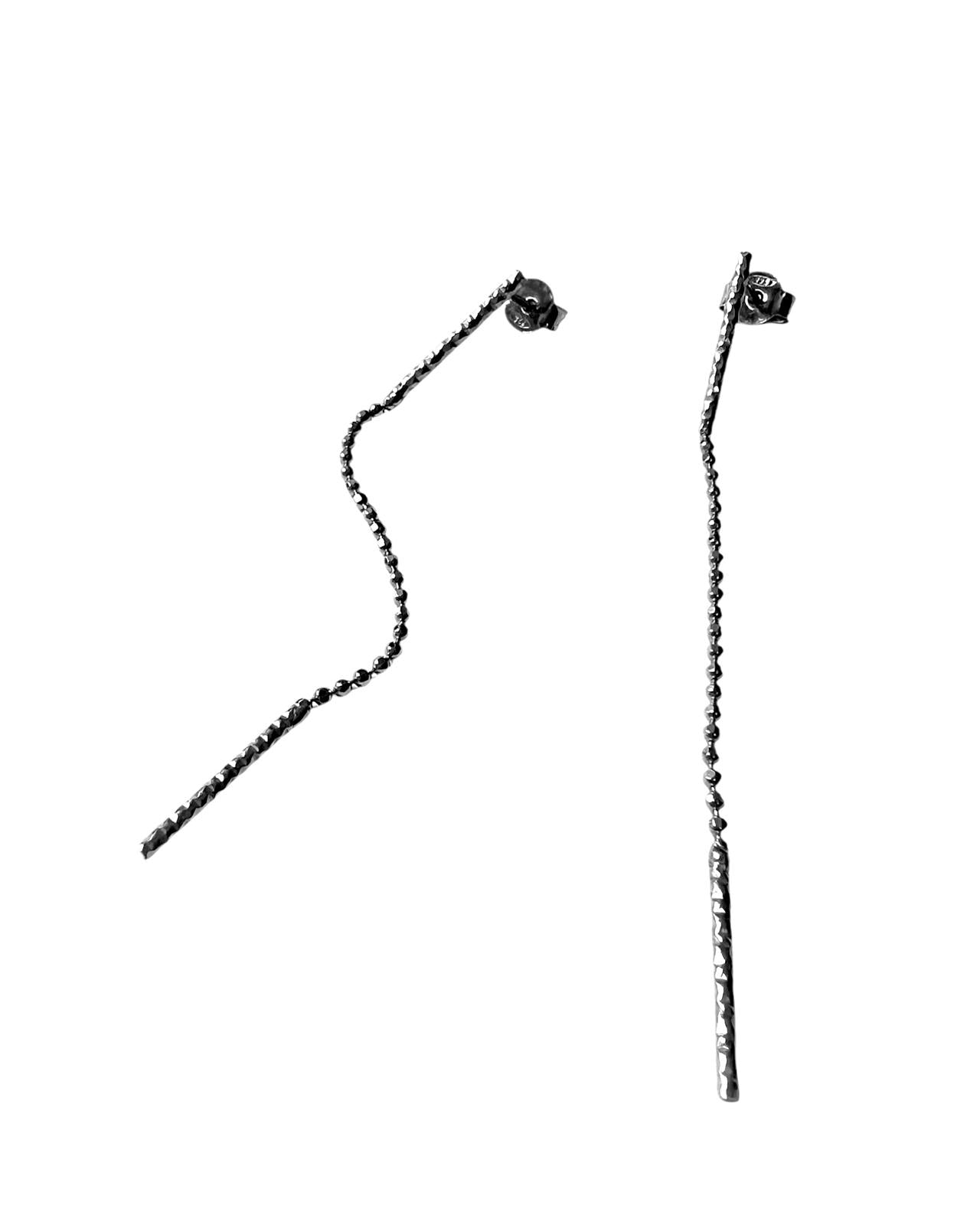 Hammered Long Silver Earrings