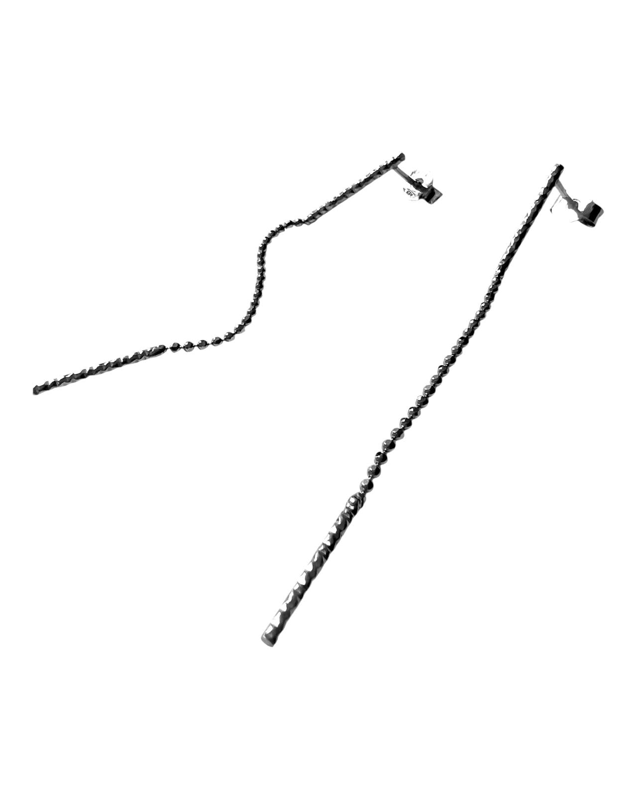 Hammered Long Silver Earrings