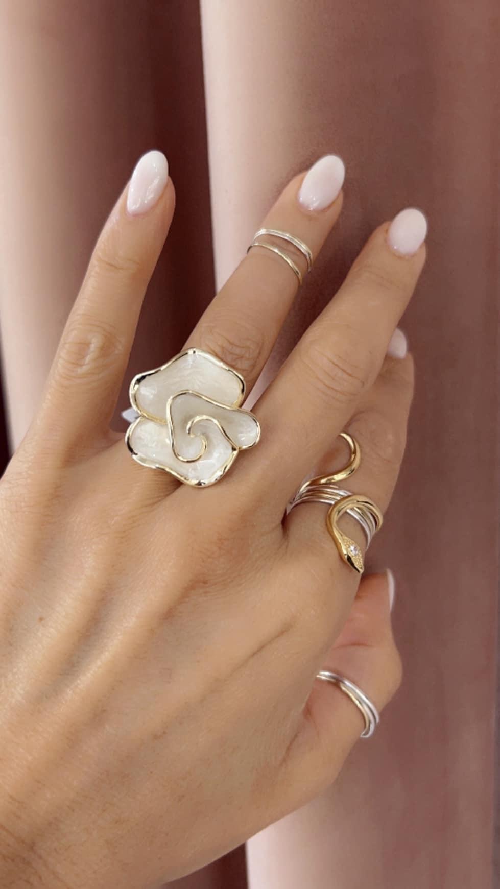 Gold Plated Silver Flower Ring