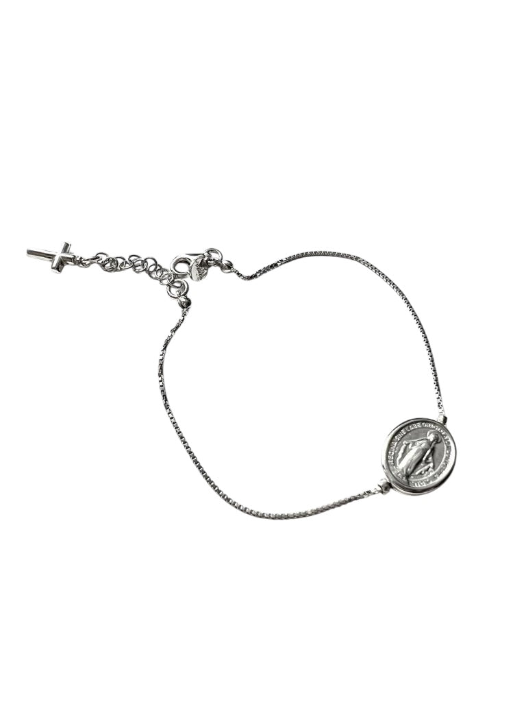 Bracelet with Our Lady of Graces and Cross in Silver