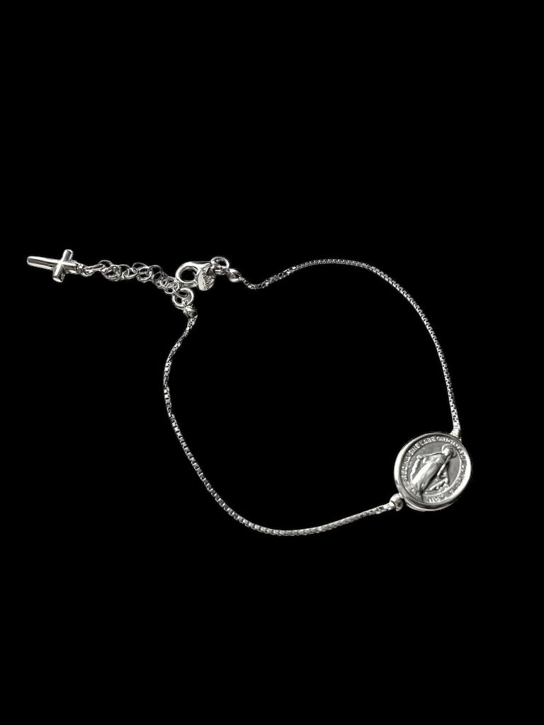 Bracelet with Our Lady of Graces and Cross in Silver