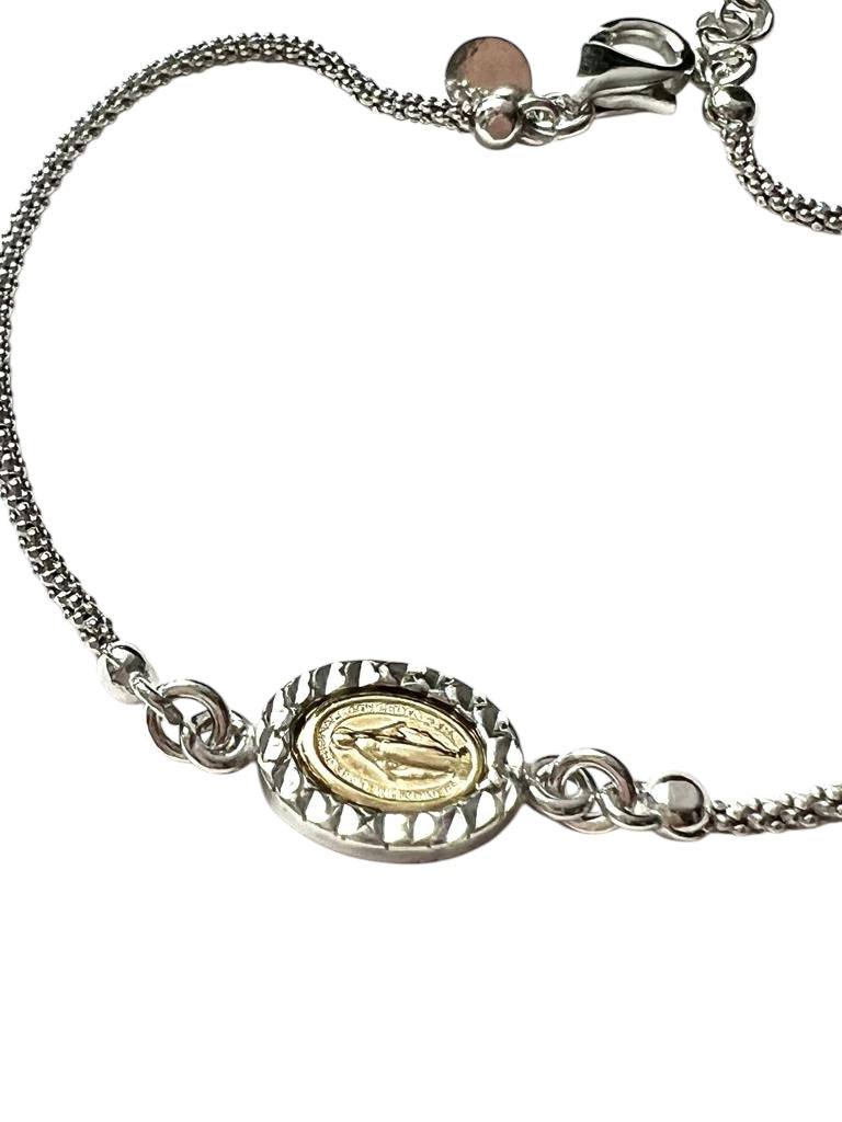 Pulseira Sra. das Graças em Prata e  Prata Dourada