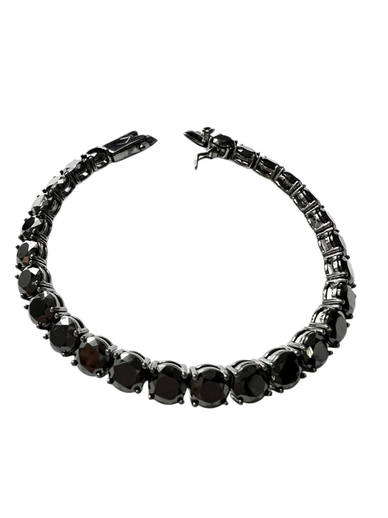 Pulseira Brilhos Pretos em Prata