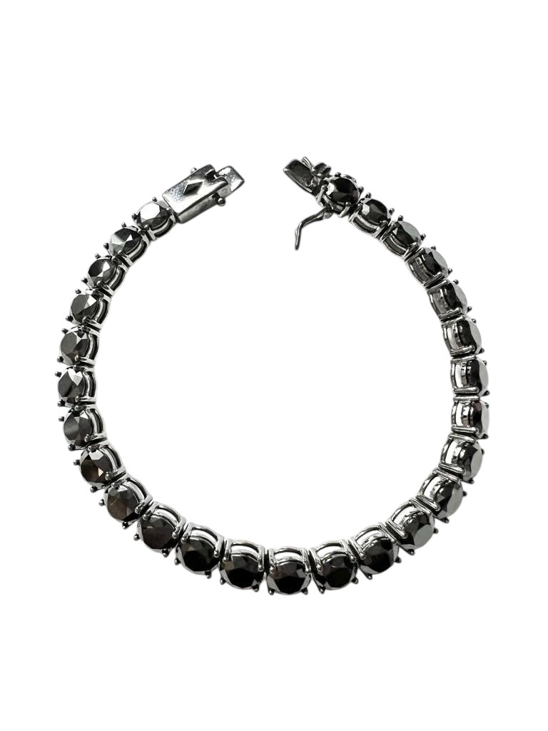 Pulseira Brilhos Pretos em Prata