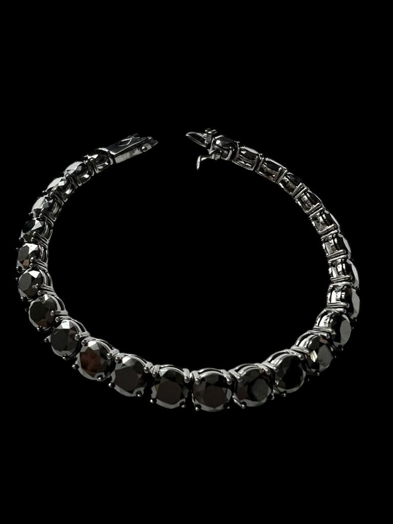 Pulseira Brilhos Pretos em Prata