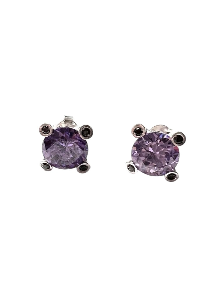 Purple Silver Earrings
