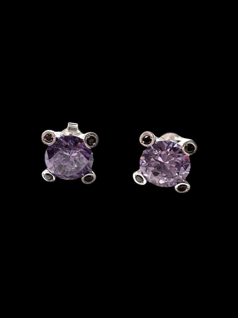Purple Silver Earrings